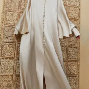 ملابس إسلامية، رداء بطول الأرض للنساء، لون سادة، رقبة دائرية وأكمام طويلة، فساتين سهرة فضفاضة